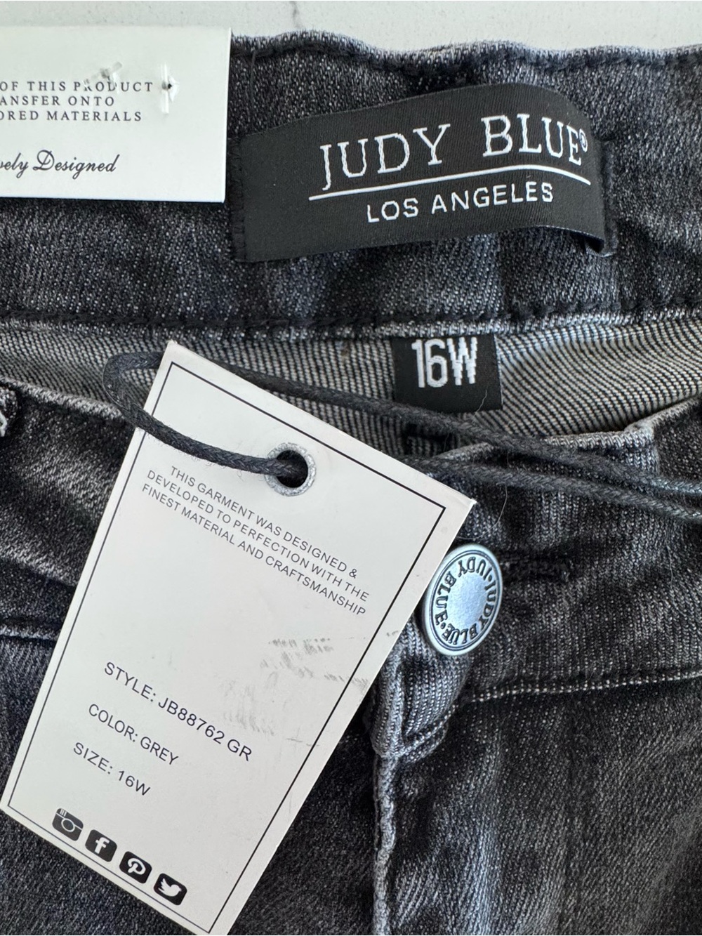Judy Blue Knoxville Jeans Womens 16W Gray High Rise Wide Leg Crop NWT - Picture 8 of 11